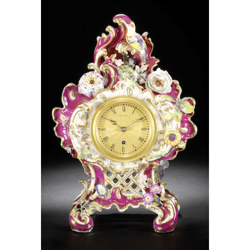 VICTORIAN ANTIQUE PORCELAIN MANTEL CLOCK BY BENJAMIN LEWIS VULLIAMY, LONDON